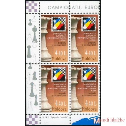 AJZ1 Moldavia  Nº 446 Bloque 4  2005 Ajedrez MNH