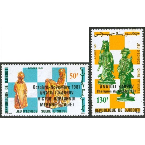 AJZ2 Djibouti Nº 548/49 1981 Ajedrez MNH AJZ2 Djibouti Nº 548/49 1981 Ajedrez MNH