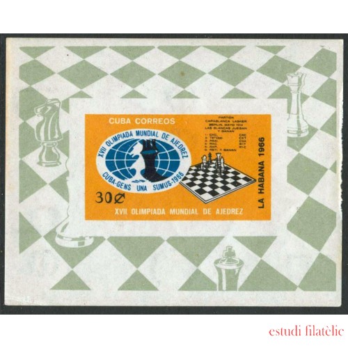 AJZ2  Cuba HB 27 1966 17º Olimpiadas de Ajedrez en La Habana MNH  