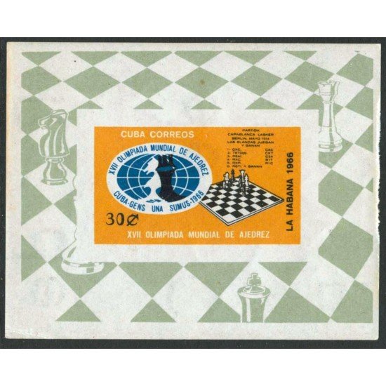 AJZ2 Cuba HB 27 1966 17º Olimpiadas de Ajedrez en La Habana MNH AJZ2 Cuba HB 27 1966 17º Olimpiadas de Ajedrez en La Habana MNH