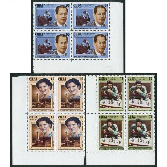 AJZ2 Cuba 4173/75 Bl.4 2004 Ajedrez Chess MNH AJZ2 Cuba 4173/75 Bl.4 2004 Ajedrez Chess MNH