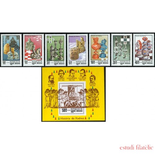 AJZ1 Guinea Bissau 194/00 + HB 39  1983 Ajedrez MNH