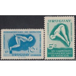 DEP1 Uruguay 646/47 1958 14º Campeonato Sudamericanos de natación en Montevideo MNH