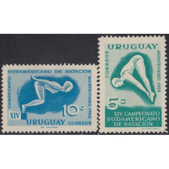 DEP1 Uruguay 646/47 1958 14º Campeonato Sudamericanos de natación en Montevideo MNH DEP1 Uruguay 646/47 1958 14º Campeonato Sudamericanos de natación en Montevideo MNH