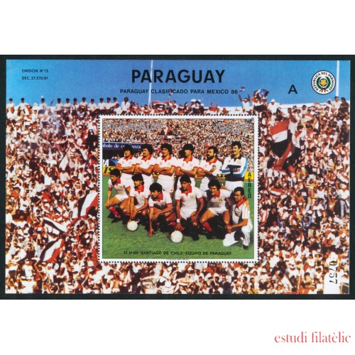 DEP1 Paraguay HB 443 1985 Equipo de Fútbol Clasificado para México 86  MNH