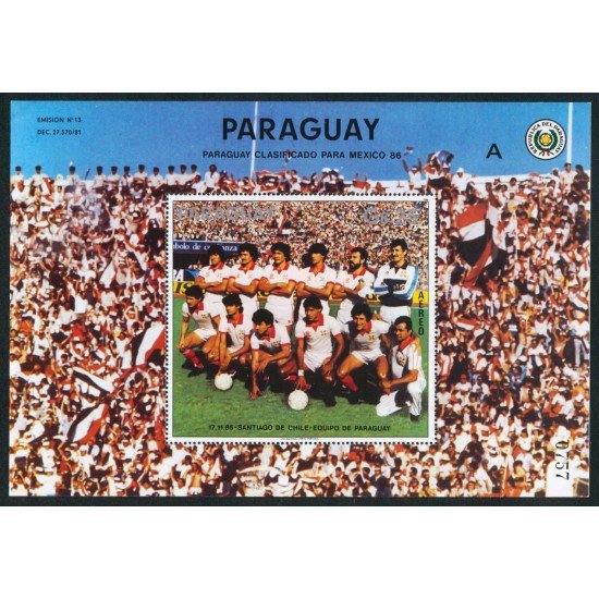 DEP1 Paraguay HB 443 1985 Equipo de Fútbol Clasificado para México 86 MNH DEP1 Paraguay HB 443 1985 Equipo de Fútbol Clasificado para México 86 MNH