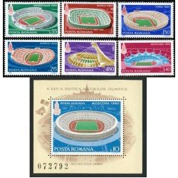 DEP1 Rumanía Romania Nº 3210/15 + HB 139 1979 Estadios Olímpicos DEP1 Rumanía Romania Nº 3210/15 + HB 139 1979 Estadios Olímpicos