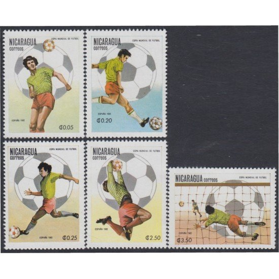 Nicaragua 1175/79 1982 España 82 Copa del mundo de Fútbol MNH Nicaragua 1175/79 1982 España 82 Copa del mundo de Fútbol MNH