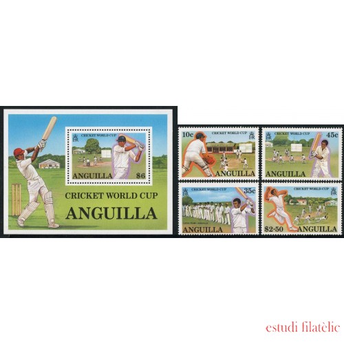 DEP3  Anguilla  Nº 698/01 + HB 78  deportes cricket MNH