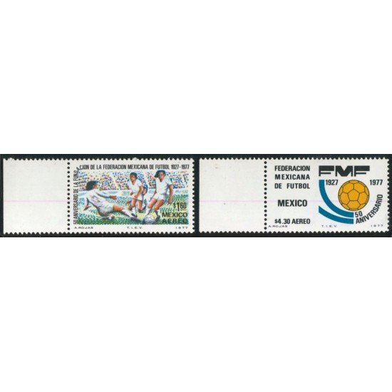 DEP4 Mexico A- 423/24 1977 50 Aniversario de la federación mexicana de fútbol MNH DEP4 Mexico A- 423/24 1977 50 Aniversario de la federación mexicana de fútbol MNH