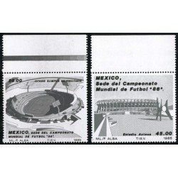 México 1137/38 1985 Sede del campeonato mundial de fútbol Estadios MNH México 1137/38 1985 Sede del campeonato mundial de fútbol Estadios MNH