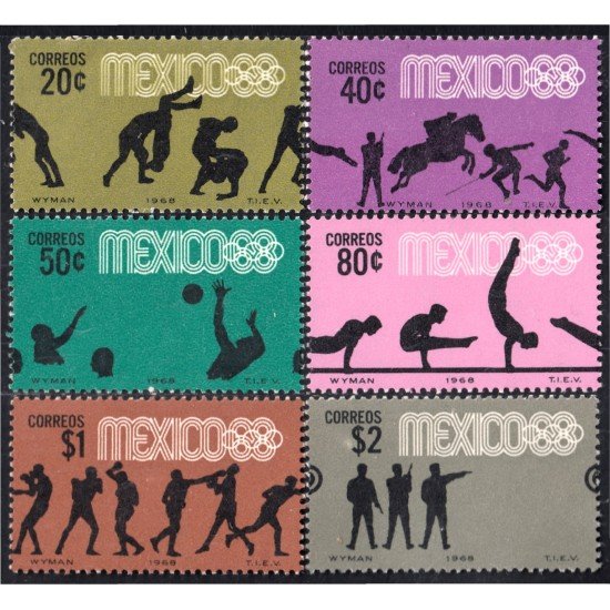 México 743/48 1968 Preludio de juegos olímpicos MNH México 743/48 1968 Preludio de juegos olímpicos MNH