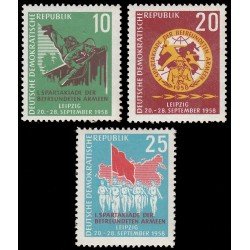 DEP4 Alemania Oriental 370/72 1958 Primera Espartaquiada de verano de los ejércitos amigos, Leipzig MNH DEP4 Alemania Oriental 370/72 1958 Primera Espartaquiada de verano de los ejércitos amigos, Leipzig MNH