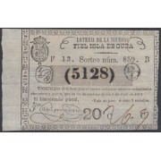 Cuba Lotería De La Isla 03 de Abril de 1871 Sorteo nº 859 ( 5128 )