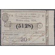 Cuba Lotería De La Isla 11 de Enero de 1871 Sorteo nº 854 ( 5128 )