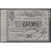 Cuba Lotería De La Isla 24 de Febrero de 1872 Sorteo nº 878 ( 5128 )