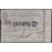 Cuba Lotería De La Isla 12 de Marzo de 1872 Sorteo nº 879 ( 5128 )