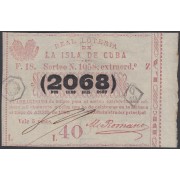 Cuba Lotería De La Isla 13 de Abril de 1880 Sorteo nº 1058 ( 2068 )