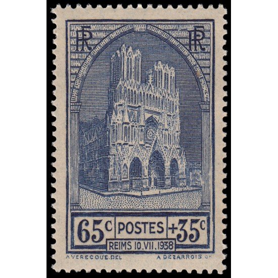 France Francia 399 1938 Restauración de la Catedral de Reims MNH France Francia 399 1938 Restauración de la Catedral de Reims MNH