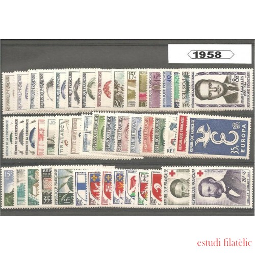 Francia France 1958 Año Completo MNH