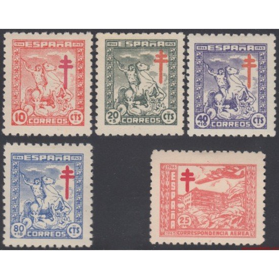 España Spain 984/88 1944 Pro Tuberculosos MNH España Spain 984/88 1944 Pro Tuberculosos MNH