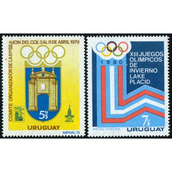 DEP5 Uruguay 1014/15 1979 Uruguay 79 Exposición Filatélica Internacional Juegos Olímpicos de 1980 MNH DEP5 Uruguay 1014/15 1979 Uruguay 79 Exposición Filatélica Internacional Juegos Olímpicos de 1980 MNH