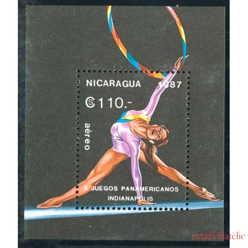 Nicaragua HB 181 1987 Deportes X Juegos deportivos panamericanos Gimnasia MNH