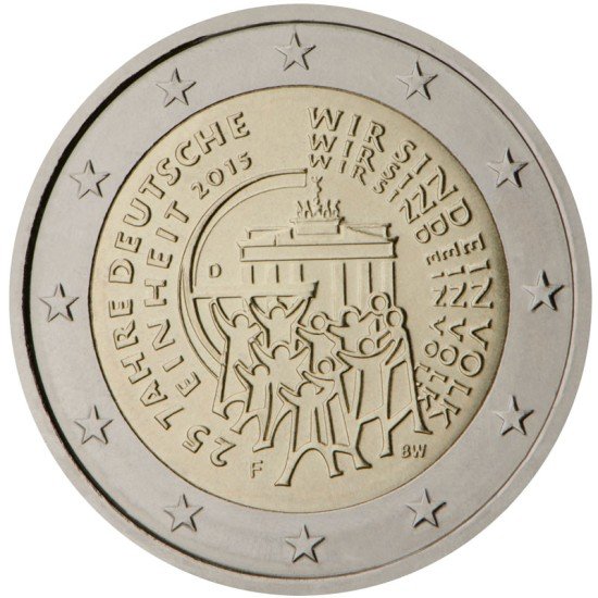Alemania 2015 2 € euros conmemorativos Reunificación 25 años de la unidad alemana ( 5 monedas ) Alemania 2015 2 € euros conmemorativos Reunificación 25 años de la unidad alemana ( 5 monedas )