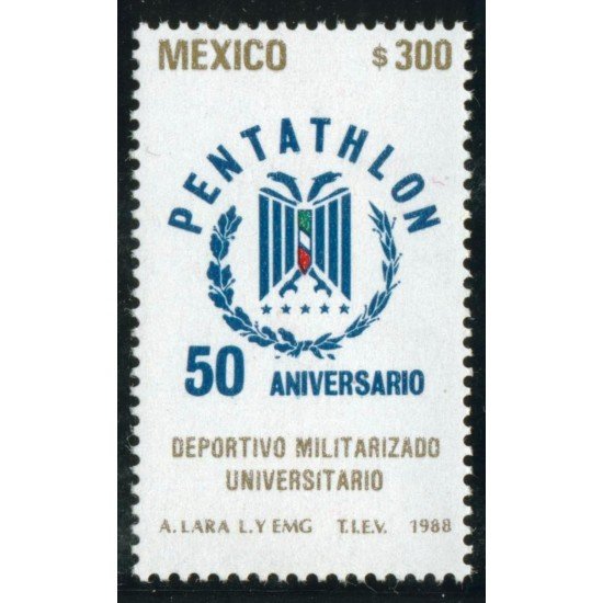 México 1250A 1988 Pentathlon 50 Aniversario deportivo militarizado universitario MNH México 1250A 1988 Pentathlon 50 Aniversario deportivo militarizado universitario MNH