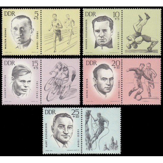 Alemania Oriental 663/67 1963 Deportistas antifascistas MNH Alemania Oriental 663/67 1963 Deportistas antifascistas MNH