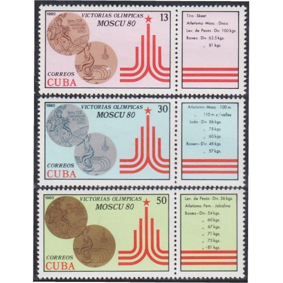 Cuba 2225/27 1980 Juegos olímpicos Moscú MNH Cuba 2225/27 1980 Juegos olímpicos Moscú MNH