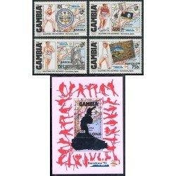 OLI1 Gambia 1112/15 + HB 132 1984 JJOO Barcelona MNH OLI1 Gambia 1112/15 + HB 132 1984 JJOO Barcelona MNH