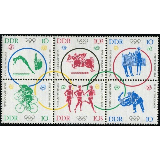 OLI2 Alemania Oriental Germany 742/47 1964 Juegos olímpicos de Tokio MNH OLI2 Alemania Oriental Germany 742/47 1964 Juegos olímpicos de Tokio MNH