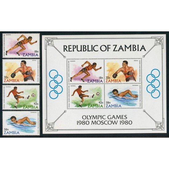OLI2 Zambia 13/16 + HB 9 1980 JJOO Moscú MNH OLI2 Zambia 13/16 + HB 9 1980 JJOO Moscú MNH