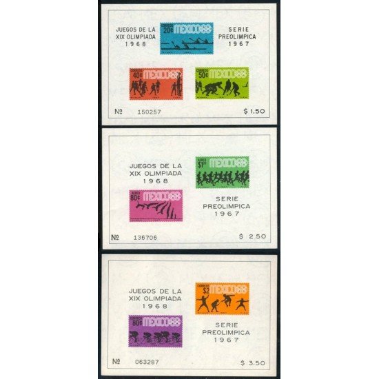 OLI2 Mexico HB 7/9 1967 Serie pre-olímpica 1967 MNH OLI2 Mexico HB 7/9 1967 Serie pre-olímpica 1967 MNH