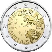 Finlandia 2015 2 € euros conmemorativos   2015 150º Aniv. Nacimiento Sibelius