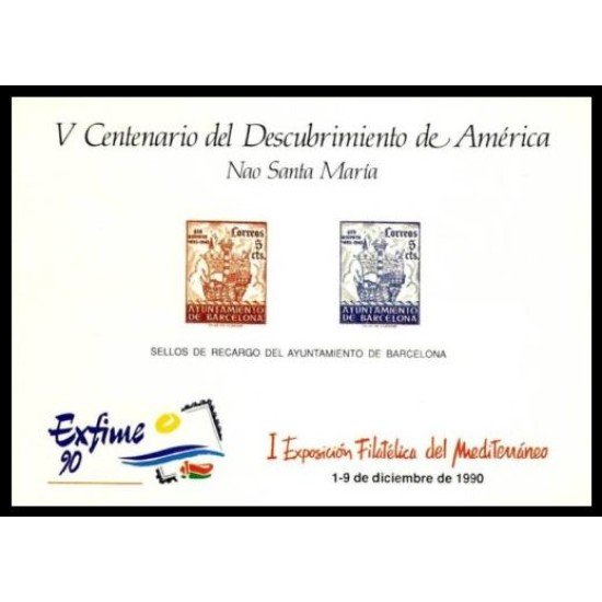 España Spain Hojitas Recuerdo 121 1990 FNMT Exfime 90 Ship Barco