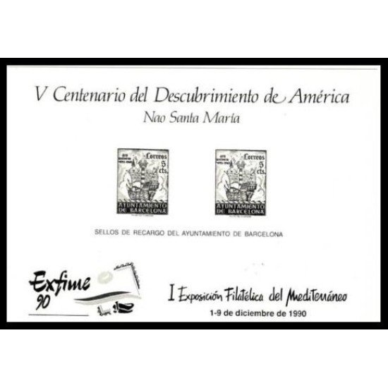 España Spain Hojitas Recuerdo 122 1990 FNMT Exfime 90 Ship Barco España Spain Hojitas Recuerdo 122 1990 FNMT Exfime 90 Ship Barco