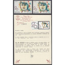 España Spain Variedad 2989h 1989 María de Maeztu Error Color Cert Graus MNH España Spain Variedad 2989h 1989 María de Maeztu Error Color Cert Graus MNH