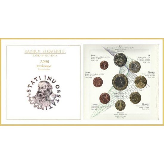 Eslovenia 2008 Cartera Oficial Monedas € euros + 3 € conmemorativos Eslovenia 2008 Cartera Oficial Monedas € euros + 3 € conmemorativos