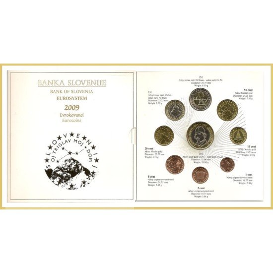 Eslovenia 2009 Cartera Oficial Monedas € euros + 3 € conmemorativos Eslovenia 2009 Cartera Oficial Monedas € euros + 3 € conmemorativos