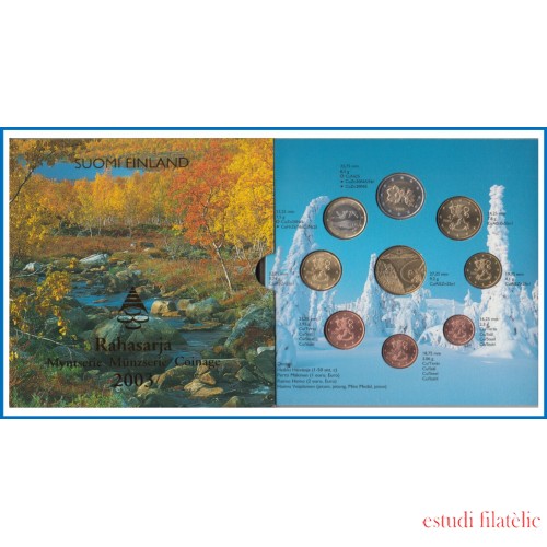 Finlandia 2003 Cartera Oficial Monedas € euros + Medalla Laponia 