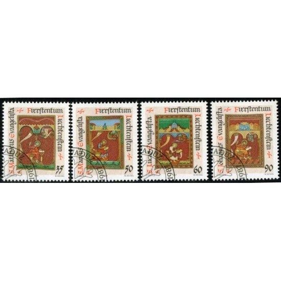 REL Liechtenstein Nº 871/74 1987 Navidad-los evangelistas Used REL Liechtenstein Nº 871/74 1987 Navidad-los evangelistas Used