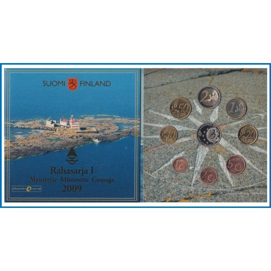 Finlandia 2009 I Cartera Oficial Monedas € euro + Medalla Faro del Mercado Finlandia 2009 I Cartera Oficial Monedas € euro + Medalla Faro del Mercado
