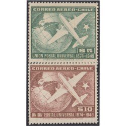 TRA1 Chile A- 126/27 1950 75º Aniversario de la UPU MNH TRA1 Chile A- 126/27 1950 75º Aniversario de la UPU MNH