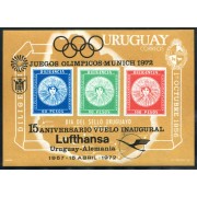 Uruguay HB 21 1972 Juegos olímpicos Munich 15º Aniversario de Luthansa MNH