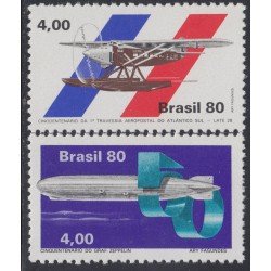 Brasil Brazil 1425/26 1980 Graf Zeppelin Travesía aeropostal Atlántico Sur MNH Brasil Brazil 1425/26 1980 Graf Zeppelin Travesía aeropostal Atlántico Sur MNH