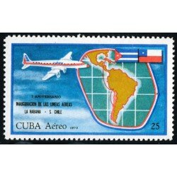 TRA2 Cuba A- 253 1972 I Aniversario Inauguración Lineas aéreas Chile - Habana MNH TRA2 Cuba A- 253 1972 I Aniversario Inauguración Lineas aéreas Chile - Habana MNH
