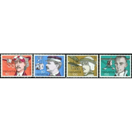 TRA2 Suiza Switzerland 1017/20 1976 Pioneros suizos de la aviación MNH TRA2 Suiza Switzerland 1017/20 1976 Pioneros suizos de la aviación MNH