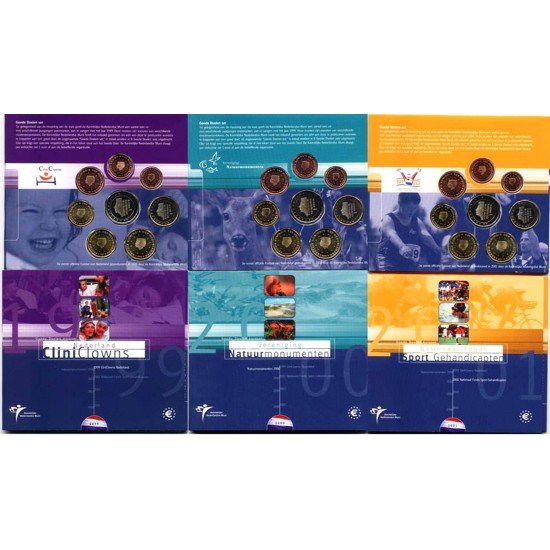 Monedas Euros Holanda Cartera 1999 – 2000 - 2001 Monedas Euros Holanda Cartera 1999 – 2000 - 2001